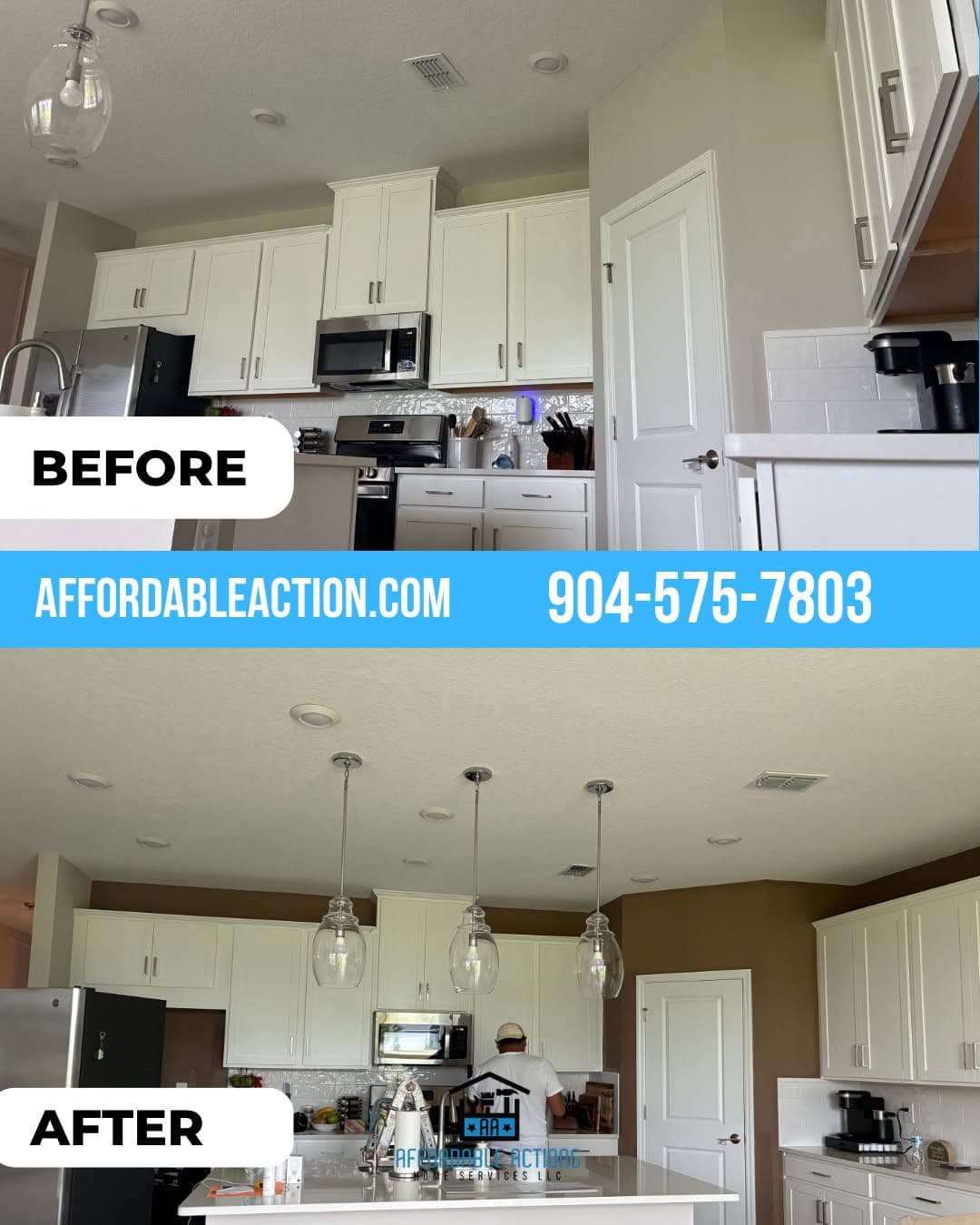 Sleek Kitchen Redesign with Contrasting Wall Colors image