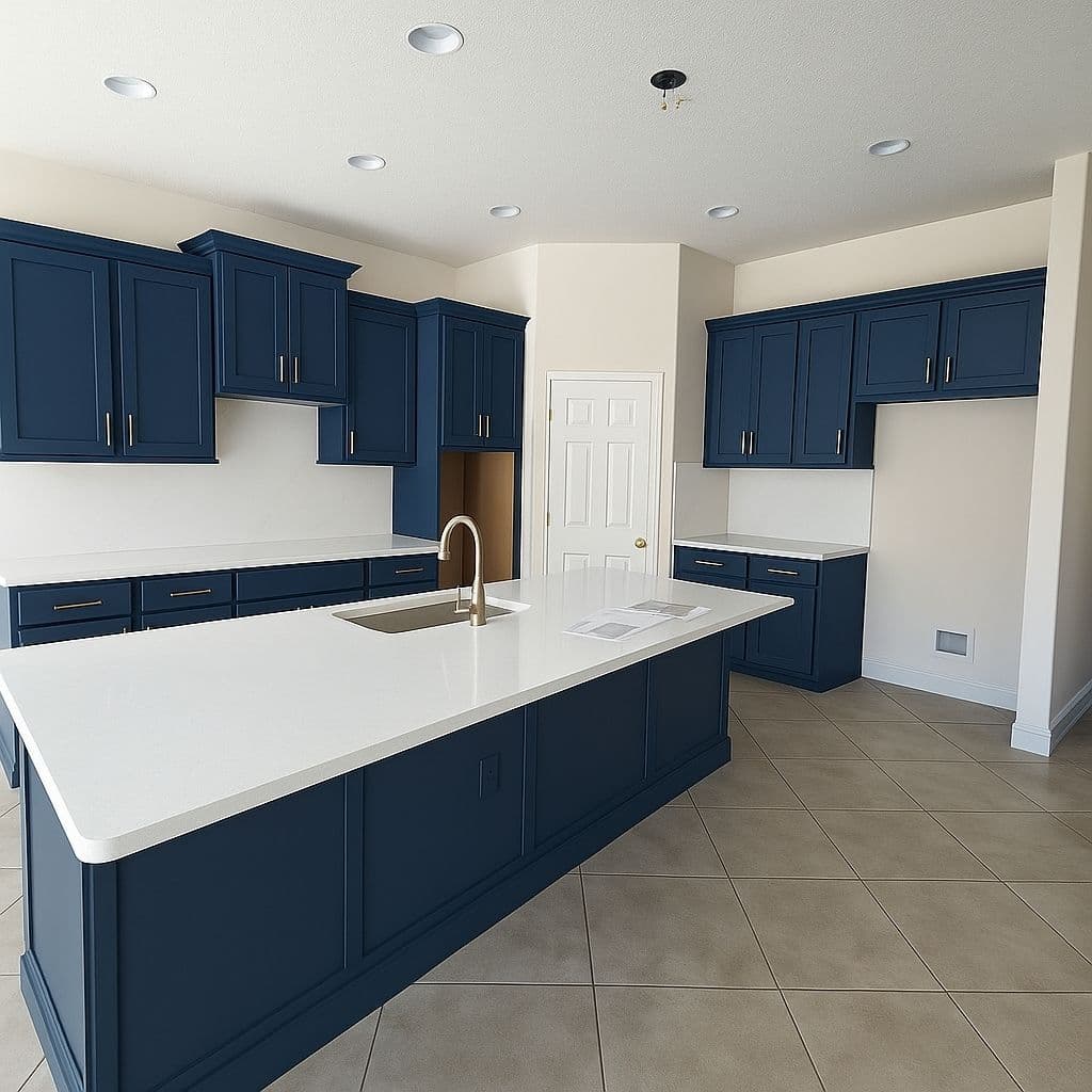 Project Fresh Look with Navy Cabinets and Quartz Counters image